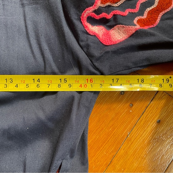 Almatrichi Blue Cotton Wrap Dress with Colorful Flower Stitching - Picture 7 of 10